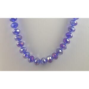 Handmade Crystal Necklace AB Purple-Blue Heart Toggle Beaded Spacers Vintage